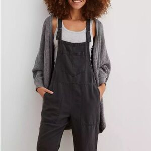 Aerie Charcoal Denim Overalls